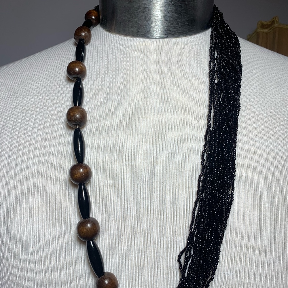 Seed bead wooden multistrand boho beach cruise necklace